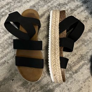 Black strappy espadrilles